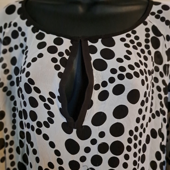 Chicos 100%silk semi-sheer polka-dot blouse size large - Picture 8 of 9